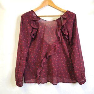 ba sh ruffle  Long sleeve  open back  floral print top